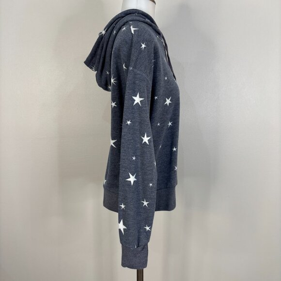 Wildfox Sweatshirt Medium Blue Stars Cropped Hoodie Pullover Women's Casual - Picture 6 of 10